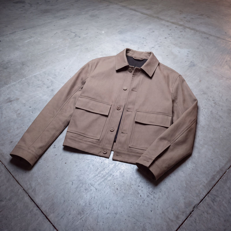 Offset Cropped Jacket — Taupe